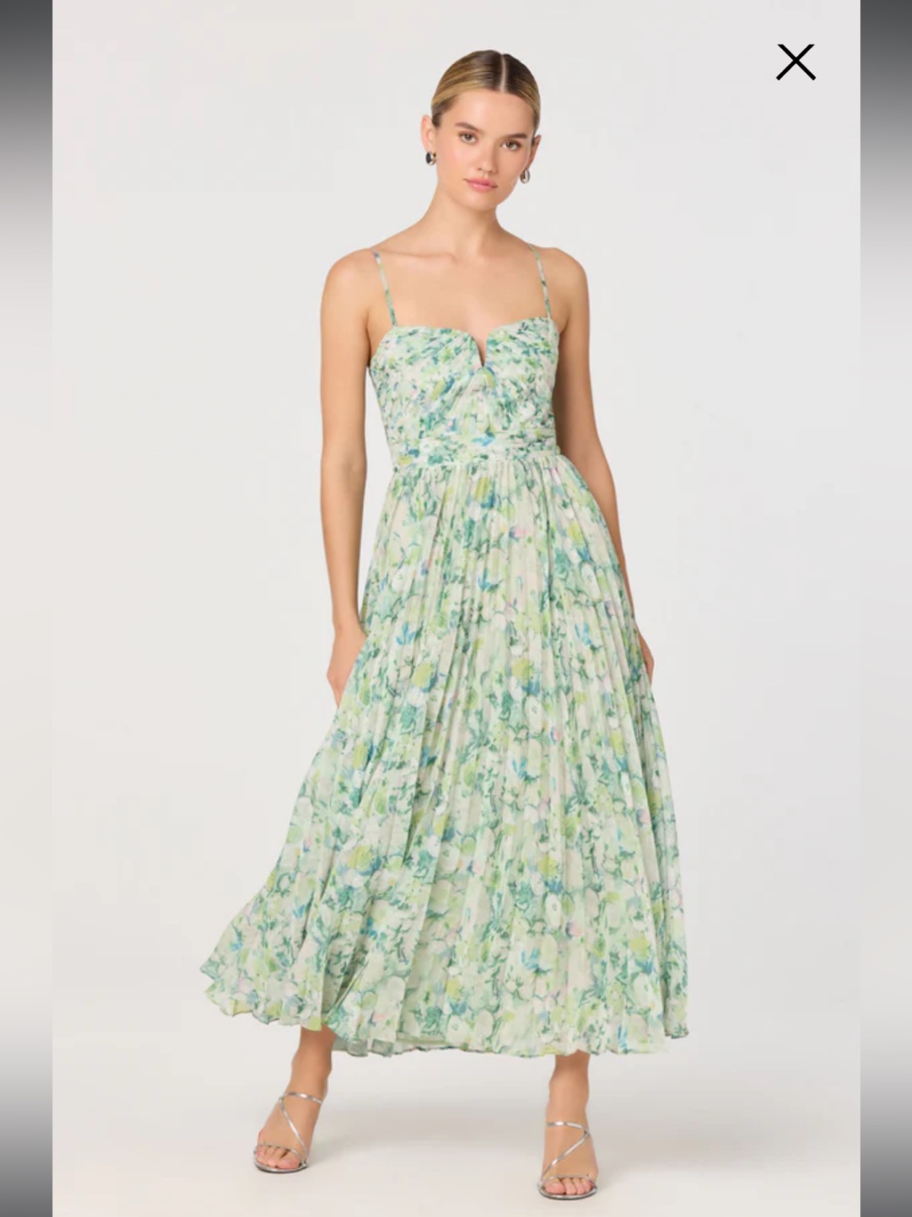 Astra The Lable Bayley Green Floral Pleated Maxi Summer Sun Dress Size Small New